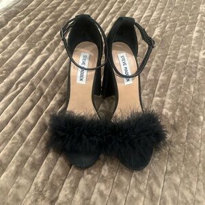 Steve Madden Black Feathered Heels